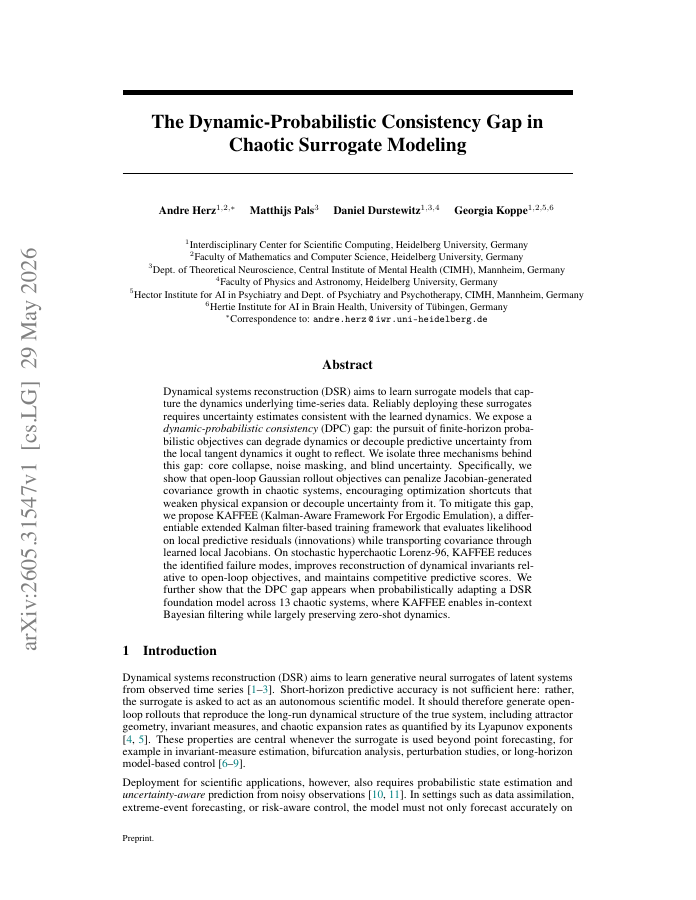 First page of The Dynamic-Probabilistic Consistency Gap in Chaotic Surrogate Modeling